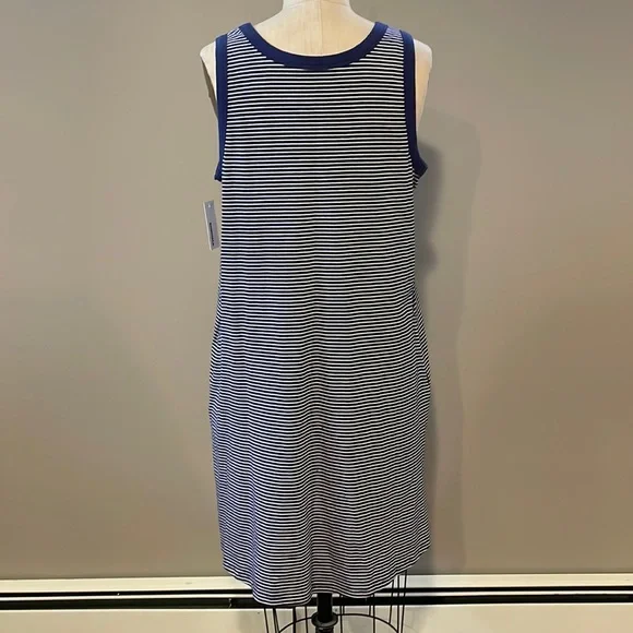 Sonoma scoop neck midi stripe sleeveless stretch dress w/ pockets - Picture 5 of 7